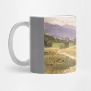 Vintage Oil Painting Landscape Nature Barn Trail Mug